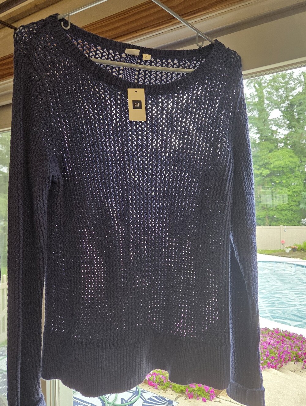 GAP Navy Open-Knit Long Sleeve Sweater NWT